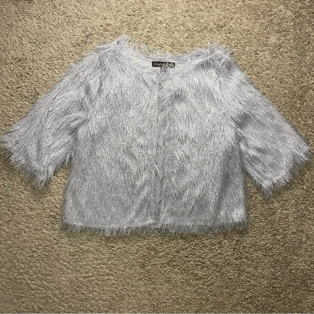 Park And Main Ruffle Fringe Bolero Jacket Womens Size Small 3/4 Sleeve